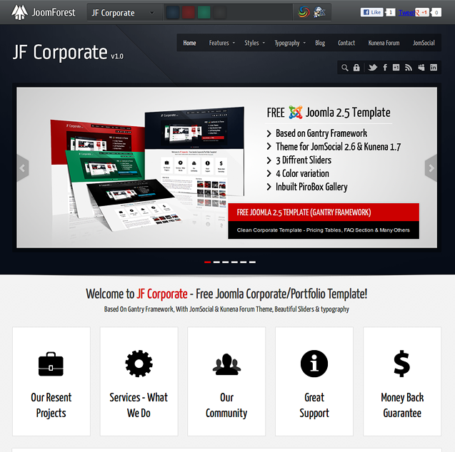 Shiny New Templates, JF Corporate (JoomForest) Shaper Social (JoomShaper) updated to JS 2.6