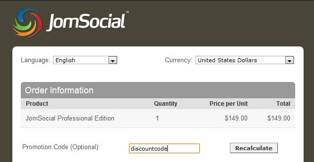 JomSocial Discount Coupon