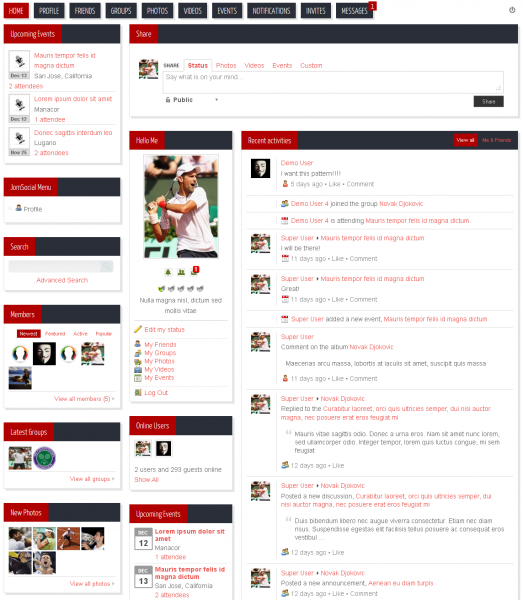 MODERN - JomSocial 2.8.x Template