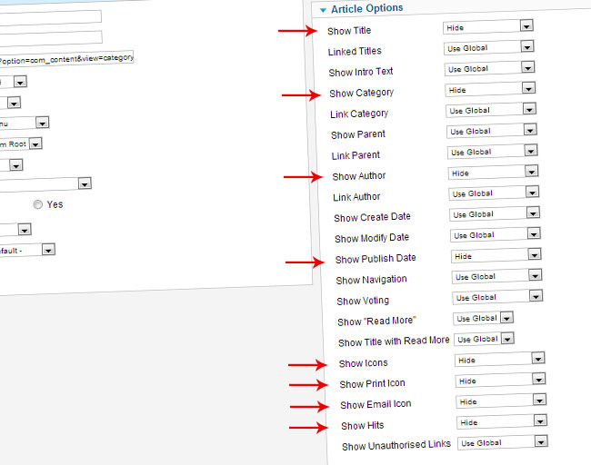 Configuring blog menu