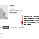 Olá, pessoal. Venho estudando o Jomsocial para implantar em um site, mas me deparei com um pequeno problema. Já vasculhei as configurações da versão 2.8.4.1 sem sucesso. É tornar a aba "Discussões" ativa na visualização de entrada dos grupos. Porque sempre fica na "Descrição" com o usuário deslocado, e na "Atividades Recentes" com o usuário logado.<br /><br />Agradeço muito a dica.