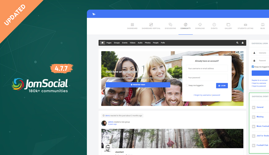 jomsocial Joomla social community extension updated for bug fixes