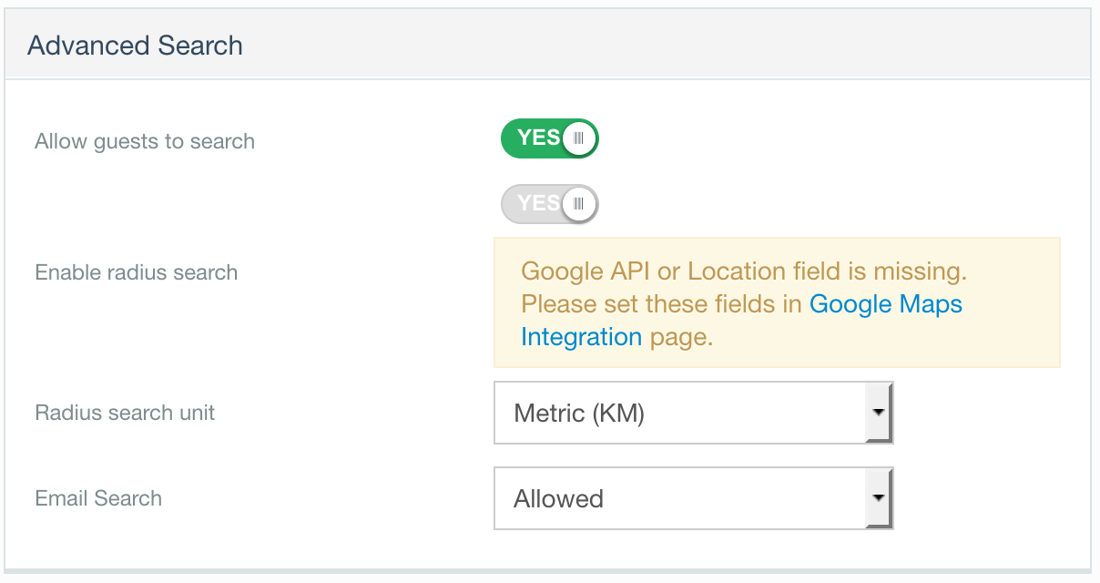 Example configuration when requirements are not met