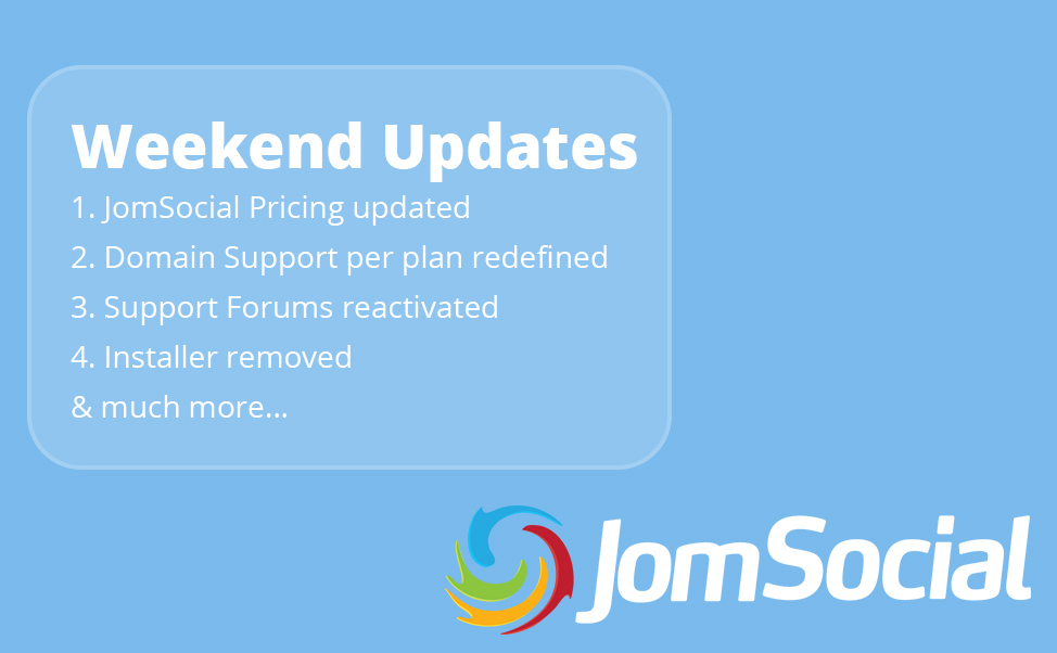 jomsocial weekend updates