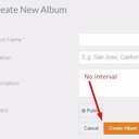 When user create new album there is no interval between SAVE and CREATE buttons. But it looks good if user create new Discussion.