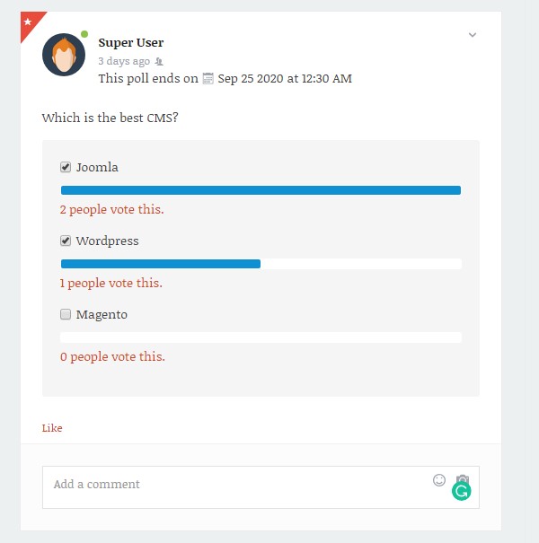 Joomla community extension jomsocial poll view